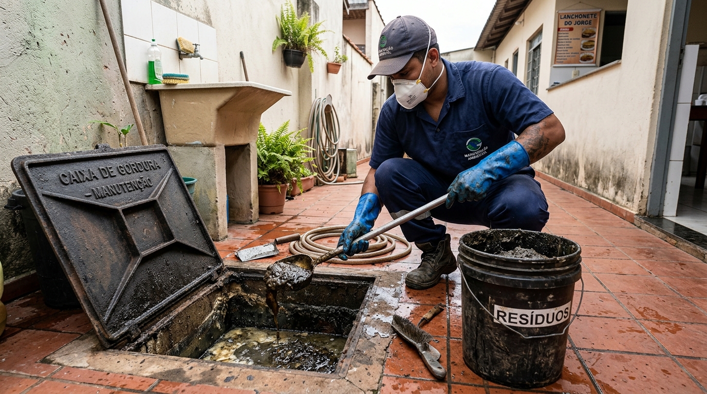 Remoção de lodo de caixa de gordura em Caxias do Sul-RS